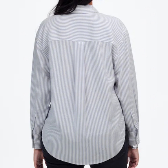 Madewell Drapey Long-Sleeve Popover Shirt in Stripe - Picture 3 of 6
